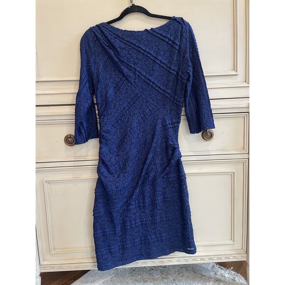 Elegant Reiss Janelle Blue Lace Bodycon Dress Size 10 Holiday Flattering - Picture 6 of 9